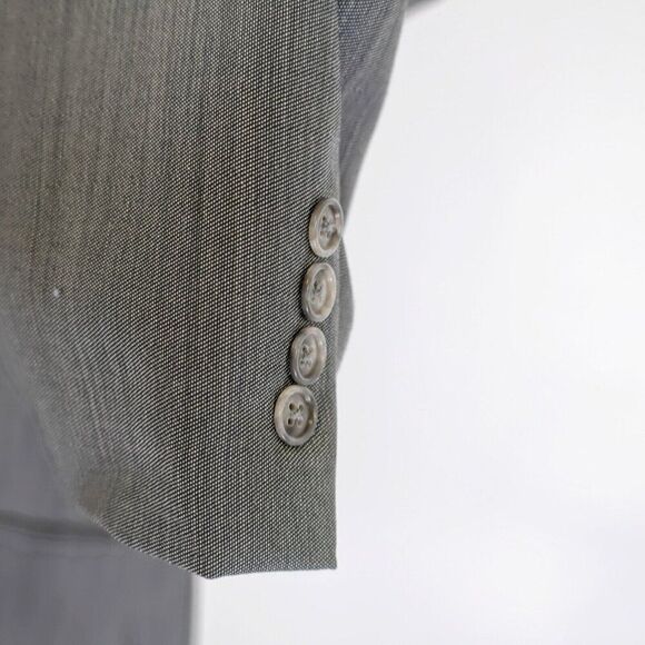 Calvin Klein Wool Gray Birdesye Peak Lapel 44L Blazer 2 Button‎ Tagged 46R - Picture 3 of 13